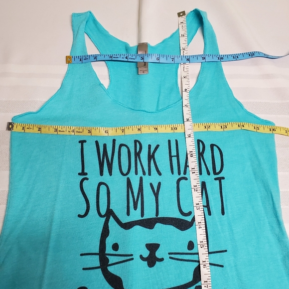 I work hard so my cat has a better life blue running / muscle shirt,Size medium. - Picture 4 of 9